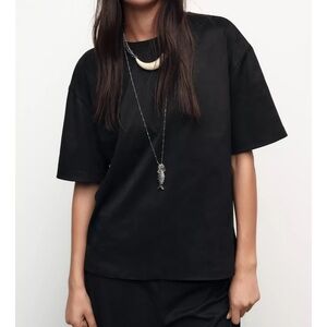 Zara Black Faux Suede Short Sleeve Tee Size Medium